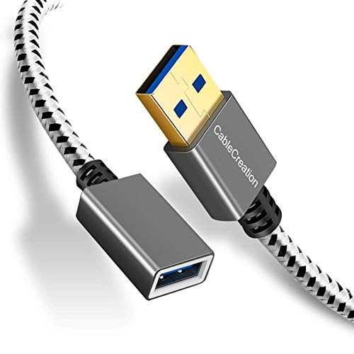 Book Cover Short USB 3.0 Extension Cable, CableCreation USB 3.0 A Male to Female Extension Cable USB 3.0 Extender Cord Compatible with Oculus VR, Playstation, Xbox, Keyboard, Printer, Scanner Space Gray Aluminum