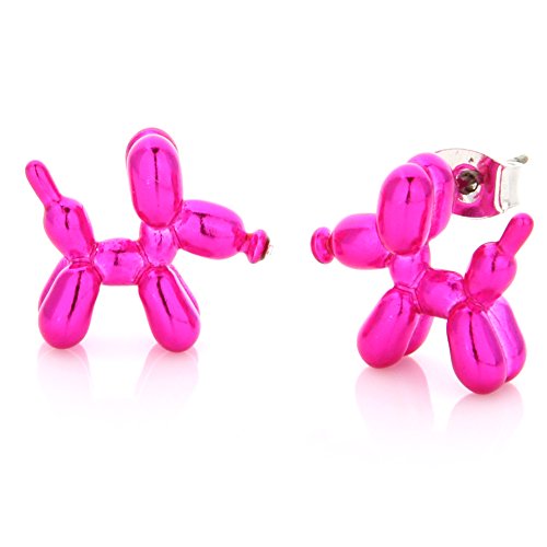 Book Cover LAONATO Balloon Dog Stud Earrings (Pink)