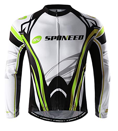 Book Cover Bicycle Clothes for Men Biking Tops Shirt Long Sleeve Cycle Wear Riding Jersey with Pocket US L Green White