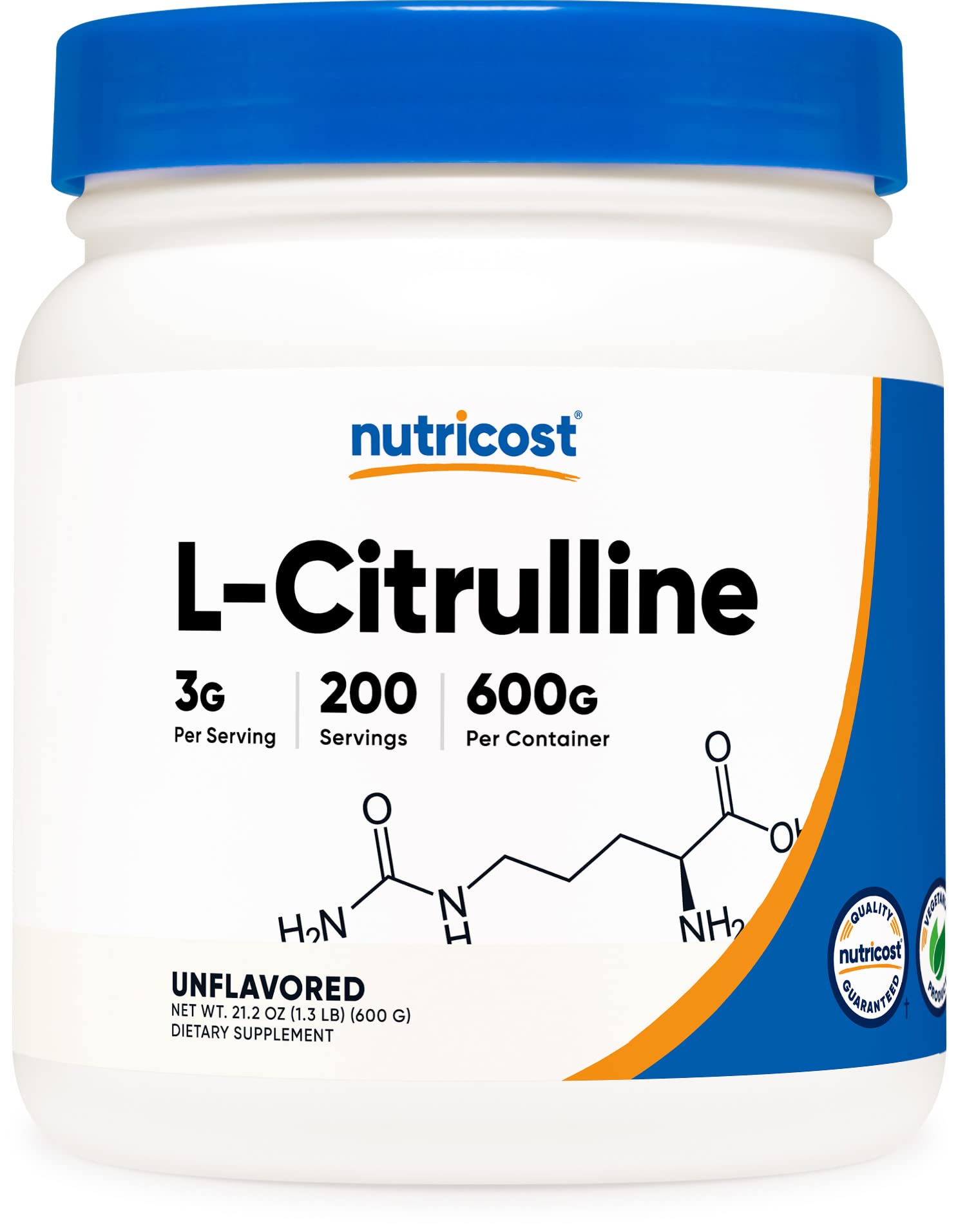 Book Cover Nutricost Pure L-Citrulline (Base) Powder (600 Grams) 200.0 Servings (Pack of 1)