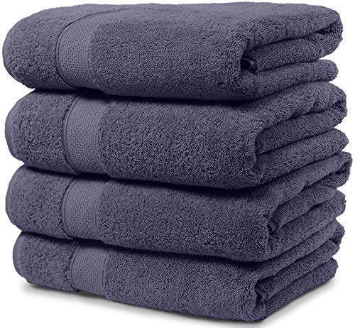 Book Cover Maura 4 Piece Bath Towel Set. 2017 Premium Quality Turkish Towels. Super Soft, Plush and Highly Absorbent. Set Includes 4 Pieces of Bath Towels (Bath Towel - Set of 4, Denim Blue)