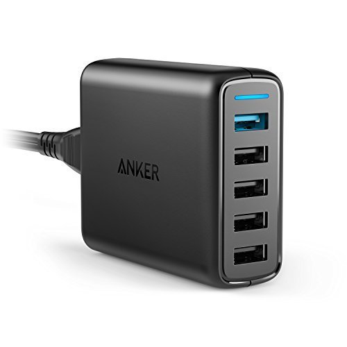 Book Cover Anker Quick Charge 3.0 51.5W 5-Port USB Wall Charger, PowerPort Speed 5 for Galaxy S10/S9/S8/edge/Plus, Note 8/7, LG G4/G5, HTC One M9/A9, Nexus 9, with PowerIQ for iPhone Xs/Max/XR/X, iPad, and More