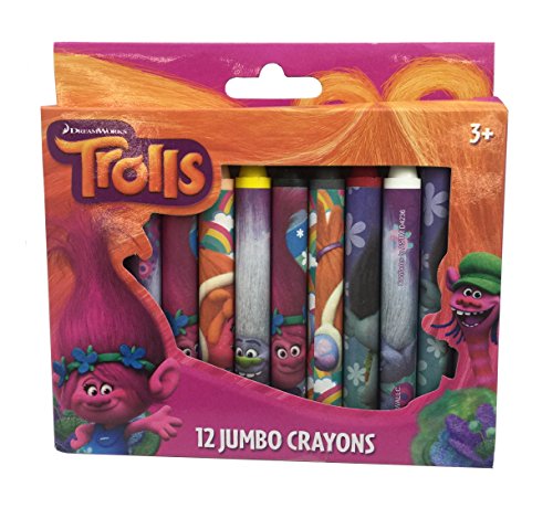 Book Cover Trolls Jumbo Crayons, Assorted Colors, 12-Crayons per Pack