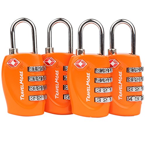 Book Cover 4 Pack TSA Approved Luggage Locks for Travel Safety, Small 4 Digit Combination Padlocks for Suitcases, Lockers & Bags