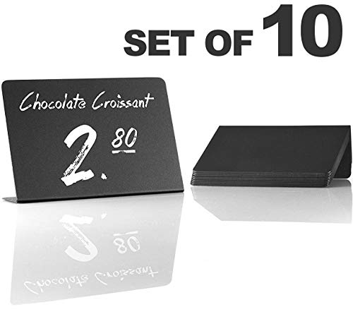 Book Cover 10 Pack Rustic Mini Chalkboard Signs - Easy To Write And Wipe Out - For Liquid Chalk Markers And Chalk - Small Plastic Message Board Signs - Table Numbers - Food Labels For Party - Small Chalkboard