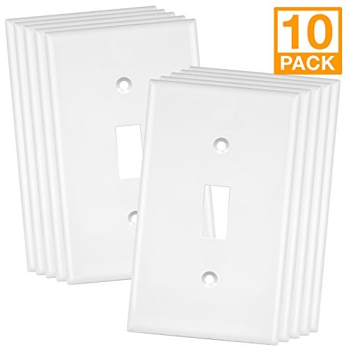 Book Cover Enerlites 8811-W-10PCS Toggle Wall Plate, Standard Size 1-Gang, Unbreakable Polycarbonate, White (10 Pack)