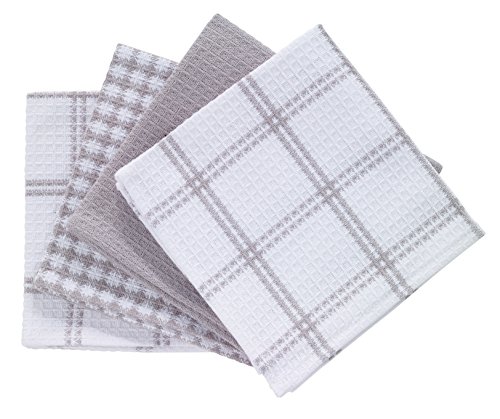 Book Cover T-fal Textiles 24354 4-Pack Cotton Flat Waffle Dish Cloth, Gray
