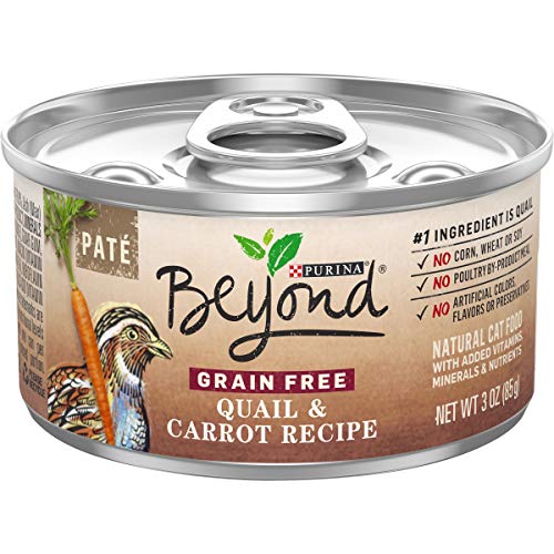 Book Cover Purina Beyond Grain Free, Natural Pate Wet Cat Food, Grain Free Quail & Carrot Recipe - (12) 3 oz. Cans