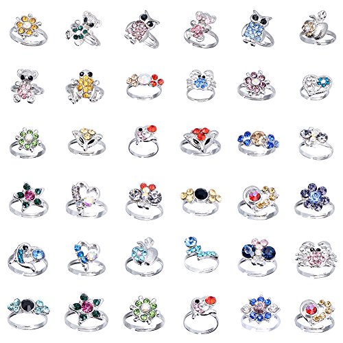 Book Cover Cren 20pcs Children Kids Girls Crystal Adjustable Rings With Cute Animals