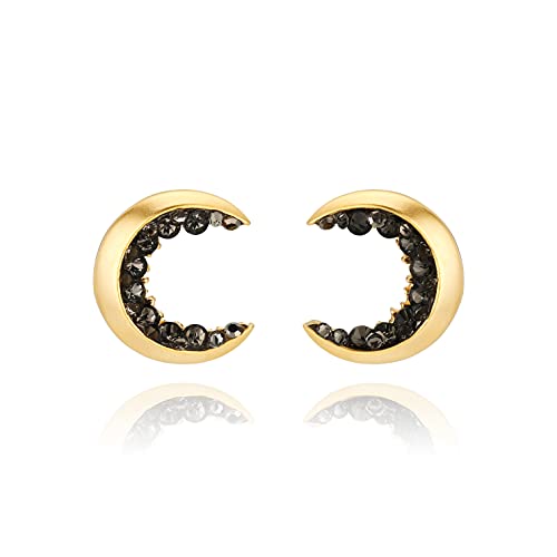 Book Cover Gold Plated Crescent Moon Stud Earrings