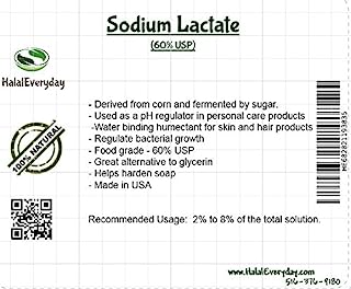 Book Cover Sodium Lactate - for Broad Spectrum preservatives - Used in Cosmetics. Used as pH Regulator- Helps Reduce The Moisture Loss - 4 oz