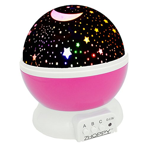Book Cover Night Lights for Girls, ZHOPPY Star and Moon Starlight Projector Bedside Lamp for Baby Room Kids Bedroom Decorations - Birthday Gifts for Girls, Pink