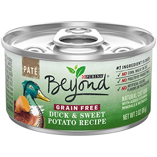 Book Cover Purina Beyond Grain Free, Natural Pate Wet Cat Food, Grain Free Duck & Sweet Potato Recipe - (12) 3 oz. Cans