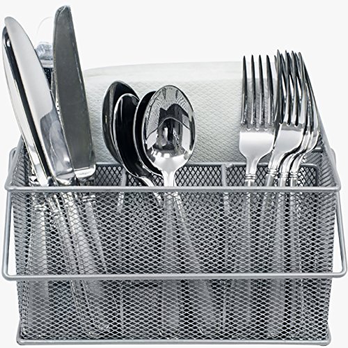 Book Cover Sorbus Utensil Caddy â€” Silverware, Napkin Holder, and Condiment Organizer â€” Multi-Purpose Steel Mesh Caddyâ€”Ideal for Kitchen, Dining, Entertaining, Tailgating, Picnics, and much more (Silver)