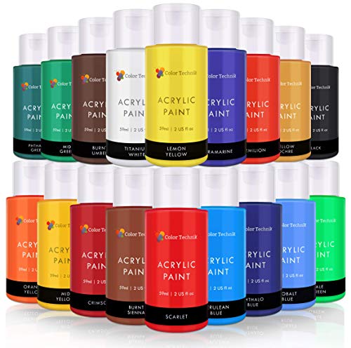 Book Cover Color Technik Acrylic Paint Set, Artist Quality, Large Set - 18x59ml (2-Ounce) Bottles, Best Colors For Painting Canvas, Wood, Clay, Fabric, Nail Art & Ceramic, Rich Pigments, Heavy Body, Gift Box