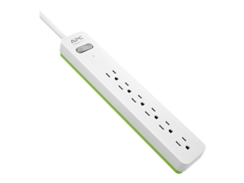 Book Cover APC Power Strip Surge Protector with USB Charging Ports, PE6U2, 1080 Joules, Flat Plug, 6 Outlets