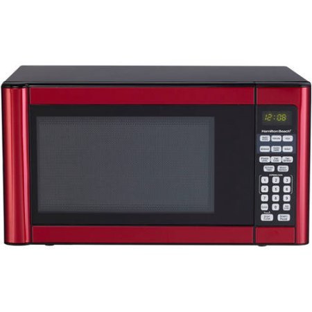 Book Cover Hamilton Beach 1.1 cu ft Microwave, Features 10 power levels and several one-touch cooking (Red)