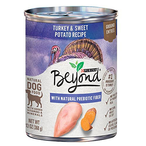 Book Cover Purina Beyond Natural Wet Dog Food Pate, Grain Free Turkey & Sweet Potato Recipe Ground Entree - (12) 13 oz. Cans