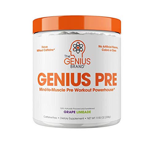 Book Cover Genius Pre Workout - All Natural Nootropic Preworkout Powder & Caffeine-Free Nitric Oxide Booster with Beta Alanine and Alpha GPC - Focus, Energy and Muscle Building Supplement, Grape Limeade, 338G