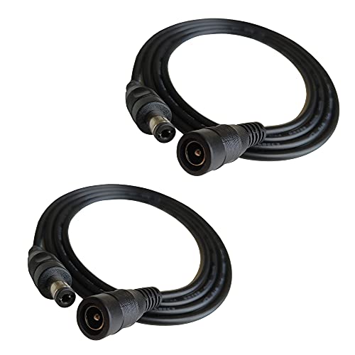 Book Cover DZYDZR 2PCS 1 Meter 2.1mm x 5.5mm DC 12V Adapter Cable DC Plug Extension Cable Male to Female Black, for LED, CCTV, Car, Monitors, and More (3.3ft)