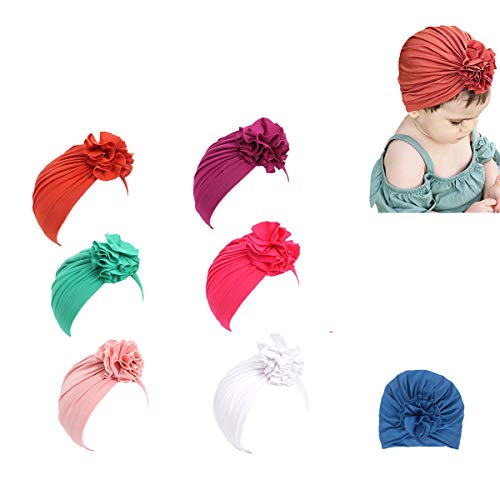 Book Cover Udobuy® 7 Pcs Headband Updated Version Baby Hat- Newborn Baby Girl Soft Cute Turban Knot Rabbit Hospital Hat