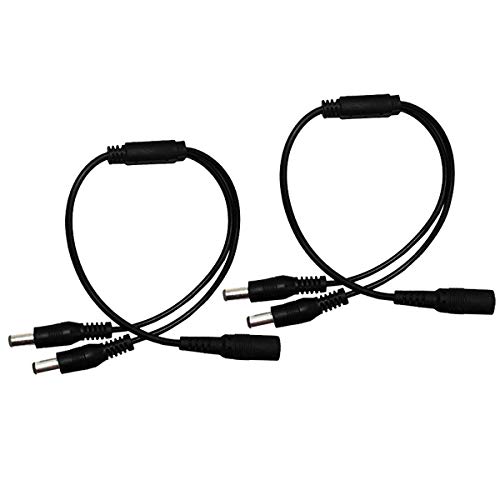 Book Cover 2Pack 1 to 2 Way DC Power Splitter Cable Barrel Plug 5.5mm x 2.1mm for CCTV Cameras LED Light Strip and more