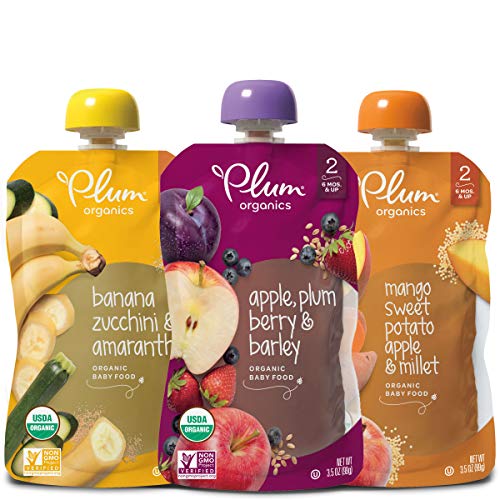 Book Cover Plum Organics Stage 2, Organic Baby Food, Fruit, Veggie and Grain Variety Pack, 3.5 Ounce Pouches (Pack of 18)
