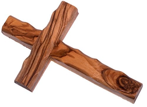 Book Cover Holy Land Market Olive Wood Cross from Bethlehem with a Certificate and Lord Prayer Card (8 Inches)