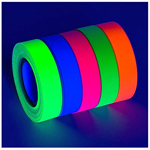 Book Cover .5 in x 60 ft (PER ROLL!) 5-Pack UV Blacklight Reactive Fluorescent/Neon Party Tape