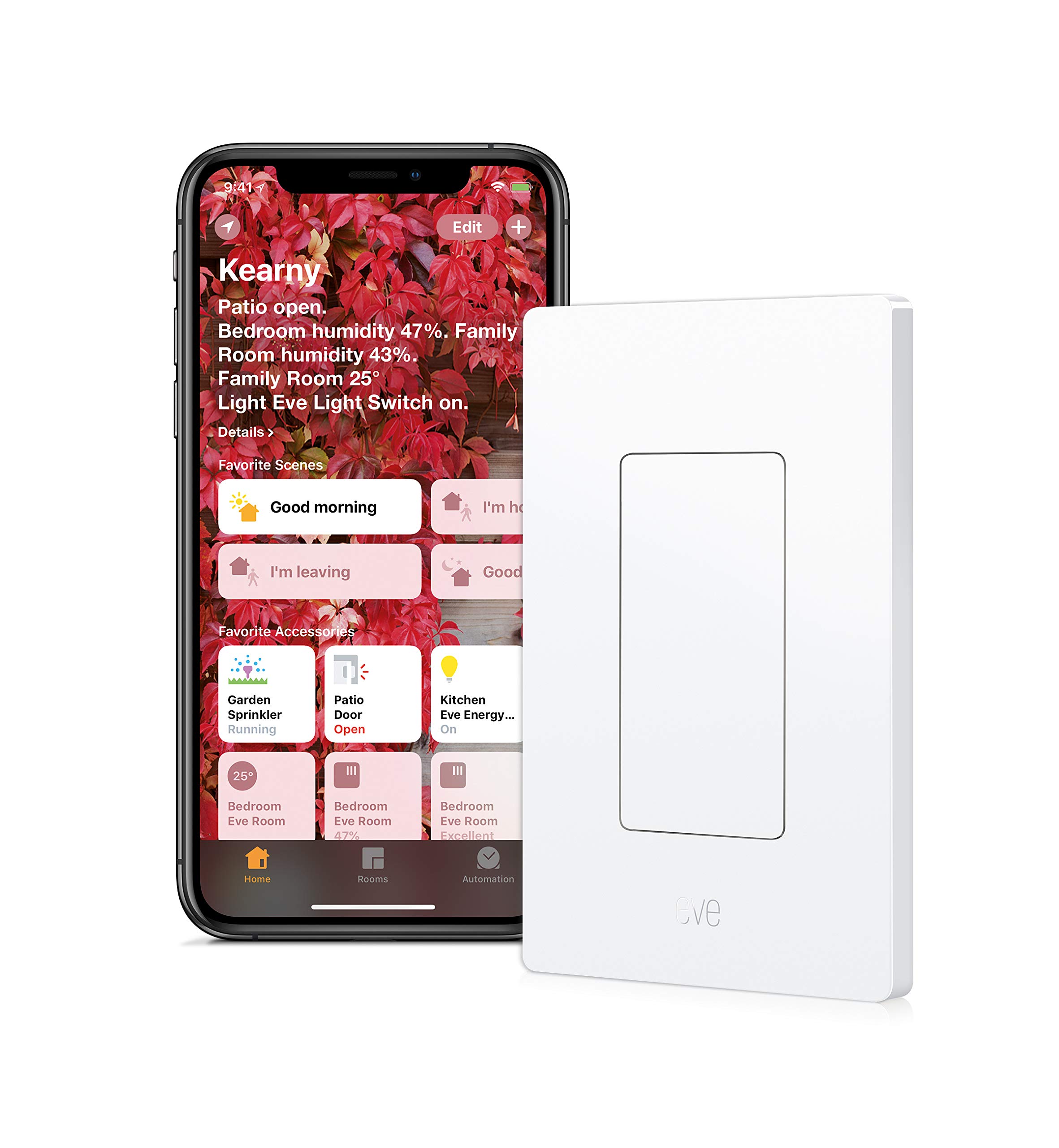 Book Cover Eve Light Switch - Apple HomeKit Smart Home, Smart Light Switch, Set Timers & Schedules, Bluetooth, App Compatibility (Not Thread Enabled) (Older Model)