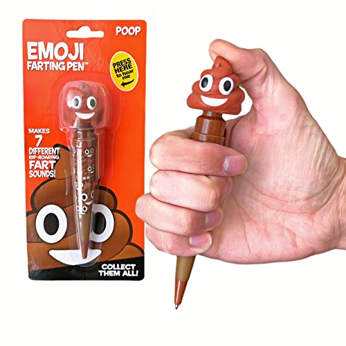 Book Cover Farting Poop Emoji Pen - 7 Funny Sounds - Christmas Stocking Stuffers Kids Love - Poop Toy for Kids - Christmas Toys 2022 - Silly Gifts for Secret Santa - Funny Pens - Xmas Poop Toys, Poop Emoji Gifts