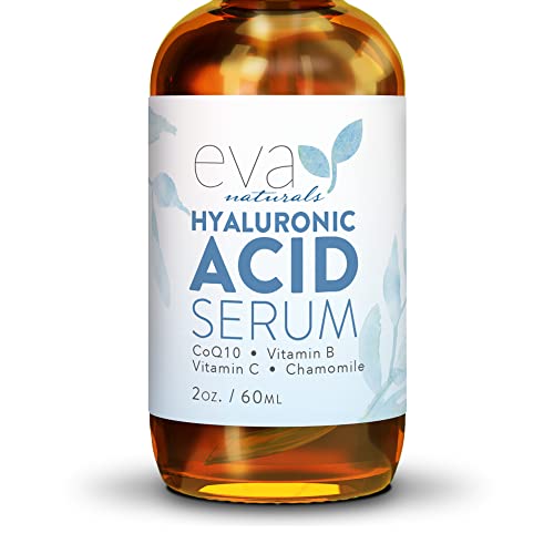 Book Cover Eva Naturals Hyaluronic Acid Face Serum, Anti-Aging, Moisturizing Wrinkle Serum with Vitamin C, B (60ML)