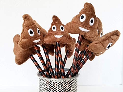 Book Cover Poop Emoji Pens with Plush, 12 Pack, Lifetime