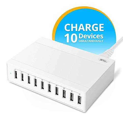 Book Cover AVLT 60Watt 10-Port USB Wall Charger, Portable USB Charger Multi Port for Travel, Office & Home. Compatible with iPhone, iPad, Android Phone&Tablet