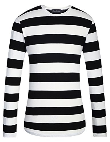 Book Cover Camii Mia-Long-Sleeve-Tee-Shirts-for-Men-Striped Shirts Cotton Crew Neck Lightweight Causal