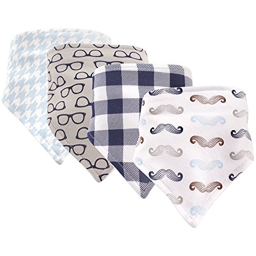 Book Cover Hudson Baby Unisex Baby Cotton Bandana Bibs, Mustaches, One Size