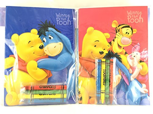 Book Cover Party Favors Winnie-the-Pooh Coloring Book & Crayon Set 12 Pack ( Assorted Style)