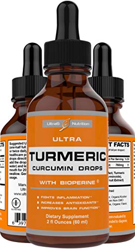 Book Cover Turmeric Curcumin with Bioperine Drops offering Best Absorption. 100% Turmeric with Black Pepper for Back Pain Relief, Neck Pain Relief, Joint Support & is an Amazing Anti Inflammatory Supplement