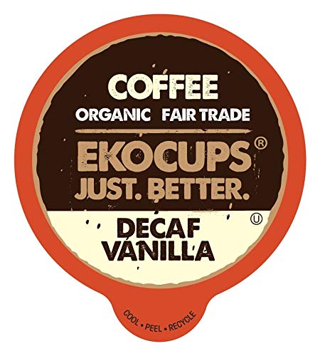 Book Cover EKOCUPS Flavored Decaf Coffee, Decaf Vanilla, Organic Coffee Pods, Medium Roast Coffee, Single Serve Coffee for Keurig Machines, Hot or Iced Coffee, Gourmet Decaf Coffee in Recyclable Pods, 40 Count