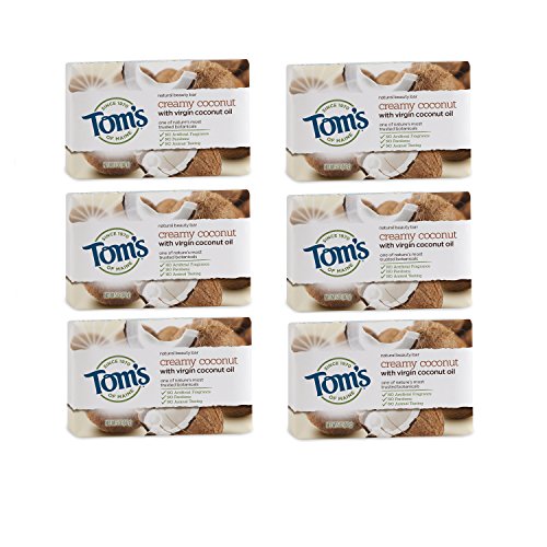 Book Cover Tom's of Maine Natural Beauty Bar, Bar Soap, Natural Soap, Creamy Coconut with Virgin Coconut Oil, 5 Ounce, 6-Pack