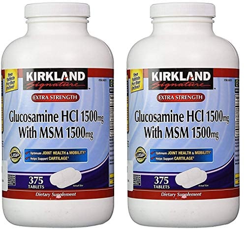 Book Cover Kirkland Signature Extra Strength Glucosamine HCI 1500mg, With MSM 1500 mg, 375-Count Tablets (Multi Pack of 2)