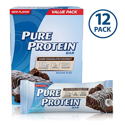 Book Cover Pure Protein Bars, High Protein, Nutritious Snacks to Support Energy, Low Sugar, Gluten Free, Dark Chocolate Coconut, 1.76oz, 12 Pack