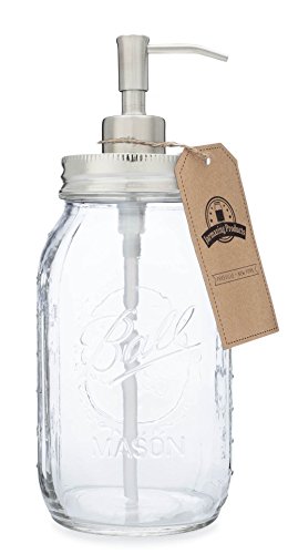 Book Cover Jarmazing Products Quart Size Mason Jar Soap and Lotion Dispenser - 32 Ounce - Made from Rust-Proof Stainless Steel
