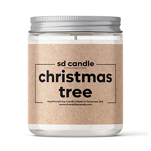 Book Cover Fresh Cut Christmas Tree Scented Candle 8oz Hand-Poured 100% Soy Wax by Silver Dollar Candle Co