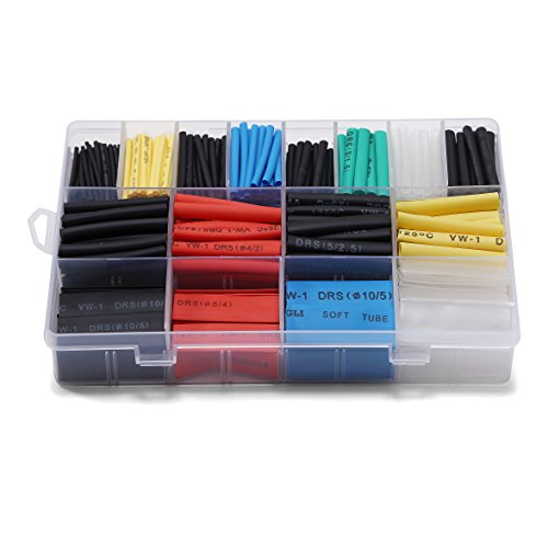 Book Cover Ginsco 580 Pcs 2:1 Heat Shrink Tubing Tube Sleeving Wrap Cable Wire 6 Color 11 Size