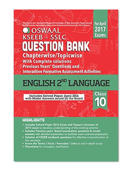 Book Cover Oswaal KSEEB SSLC Question Bank with Complete Solution & Interactive Formative Assessment Activities For Class10 English IInd Language