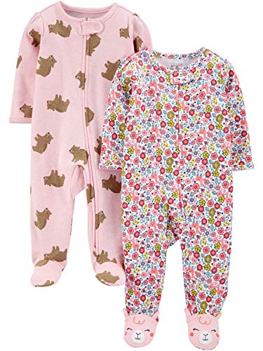 Book Cover Simple Joys by Carter's Baby Girls' 2-Pack Cotton Footed Sleep and Play