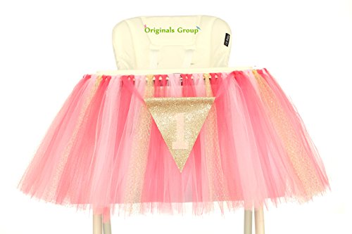 Book Cover Originals Group 1st Birthday Pink Gold Tutu for High Chair Decoration for Party Supplies