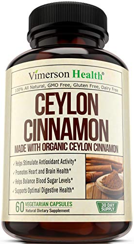 Book Cover True Ceylon Cinnamon Supplement (Made with Organic Cinnamon). Supports Inflammatory Response. Plant-Based Antioxidant for Joint Support, Healthy Blood Sugar, Optimal Digestive Systems. 60 Capsules