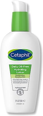 Book Cover Cetaphil Face Moisturizer, Daily Oil-Free Hydrating Face Lotion with Hyaluronic Acid, 3 Oz Package May Vary